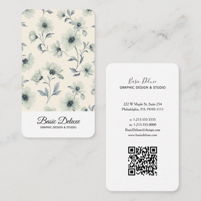 Carte de visite Fleurs Aquarelle Vintage (Devant / Derrière)