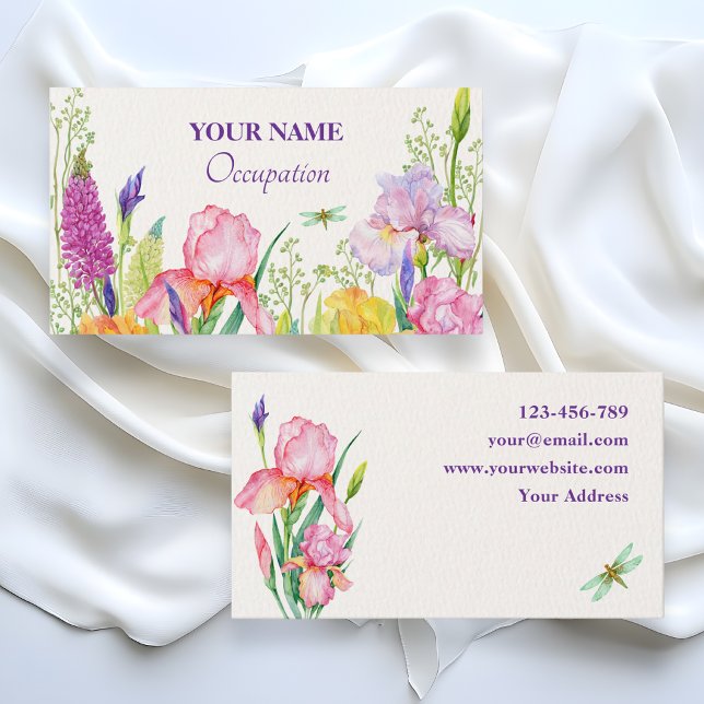 Carte De Visite Fleurs aquarelles fleurissent (Créateur téléchargé)