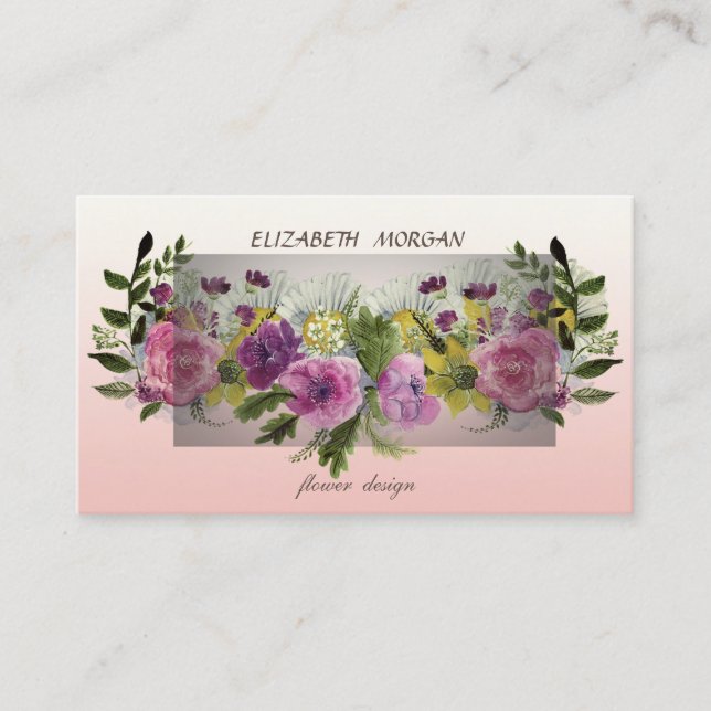 Carte De Visite Fleurs Aquarelles Modernes Élégantes (Devant)