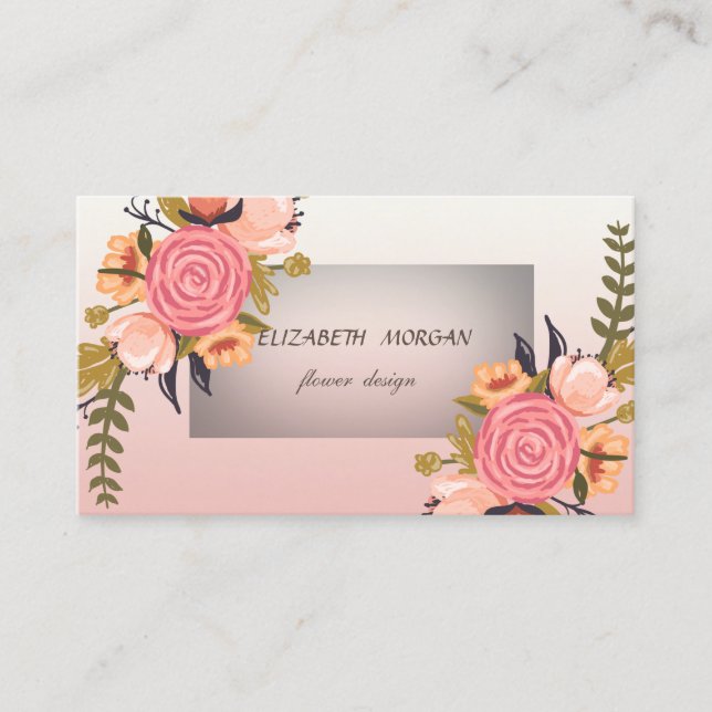 Carte De Visite Fleurs Aquarelles Modernes Et Design (Devant)