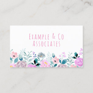 Carte de visite, Fleurs Aquarelles Roses Claires