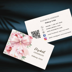 Carte De Visite fleurs arc roses florales qr code médias sociaux
