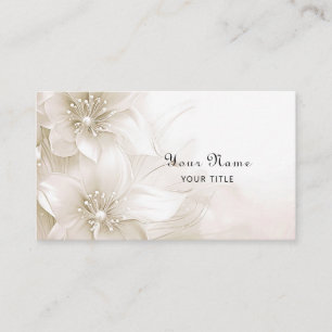 Carte de visite Fleurs Blanches Ivoire