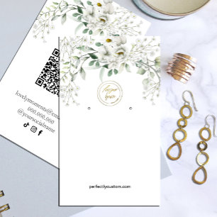 Carte De Visite Fleurs blanches luxuriantes Écran d'écoute