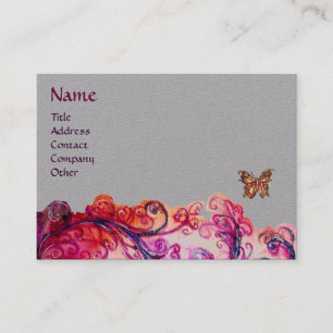 Carte De Visite FLEURS BLANCHES Rouge Rose Violet Gris Floral