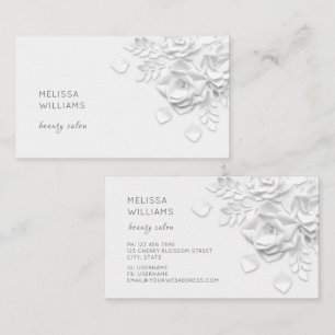 Carte De Visite Fleurs blanches simples en 3D