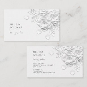 Carte De Visite Fleurs blanches simples en 3D