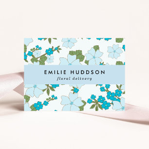 Carte De Visite Fleurs Bleues, Motif Floral, Fleuriste, Boutique D