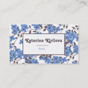 Carte De Visite Fleurs bleues sur branches