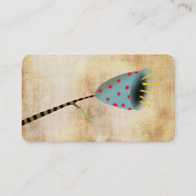 Carte De Visite Fleurs bleues vintage points rouges (Devant)