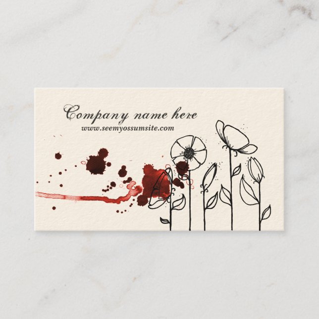 Carte De Visite Fleurs brouillées, rouges (Devant)