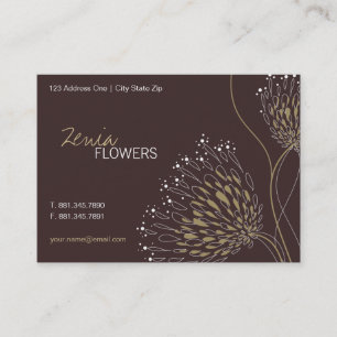 Carte De Visite Fleurs Brown Chrysanthème Élégant Chic Floral