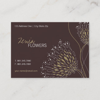Carte De Visite Fleurs Brown Chrysanthème Élégant Chic Floral