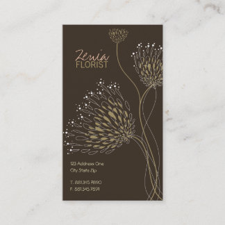 Carte De Visite Fleurs Brown Chrysanthème Élégant Chic Floral