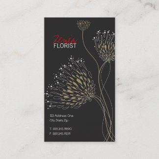 Carte De Visite Fleurs Brown Chrysanthème Élégant Chic Floral