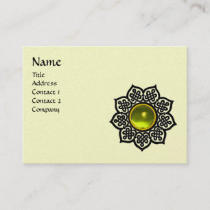 Carte De Visite FLEURS CELTIQUES JAUNE GEM MONOGRAM Crème Luxe