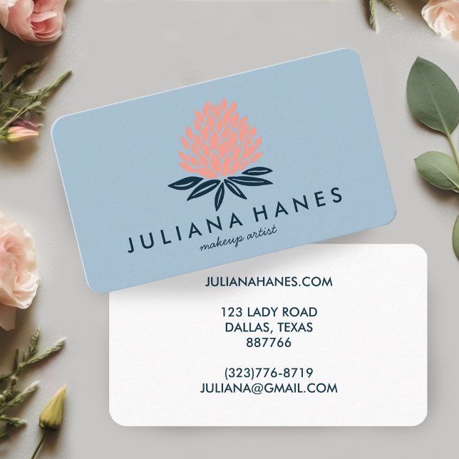 Carte De Visite Fleurs Chic Lotus Bleu Rose (Chic Lotus Flowers Pink Blue Business Card
)