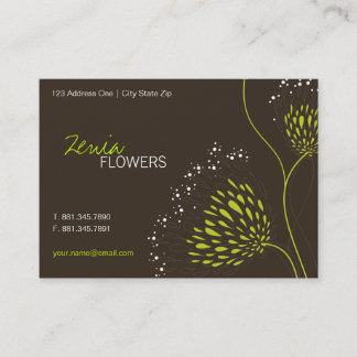 Carte De Visite Fleurs Chrysanthème Vert Élégant Chic Floral