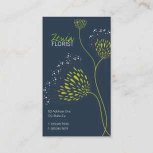 Carte De Visite Fleurs Chrysanthème Vert Élégant Chic Floral