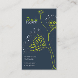 Carte De Visite Fleurs Chrysanthème Vert Élégant Chic Floral