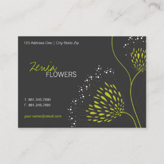 Carte De Visite Fleurs Chrysanthème Vert Élégant Chic Floral