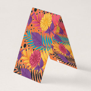 Carte De Visite fleurs colorées et feuilles sur un arrière - plan 