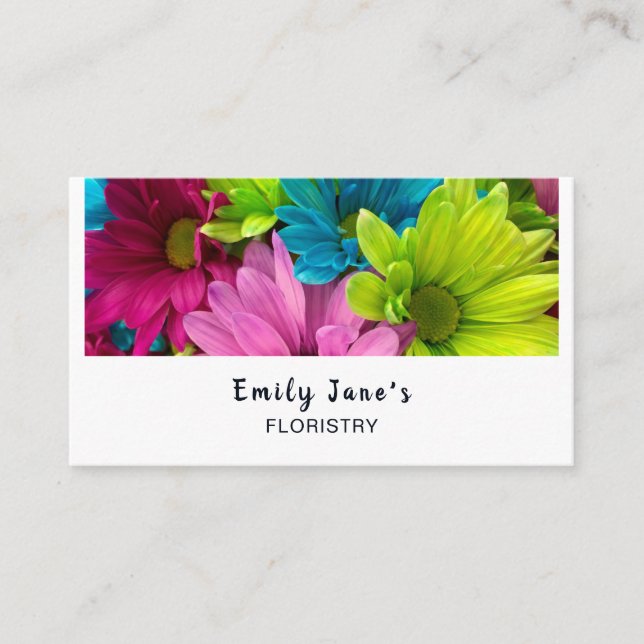 Carte De Visite Fleurs Colorées, Floristerie (Devant)