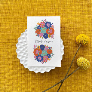 Carte De Visite Fleurs Colorées Illustration Florale Bohème Brilla