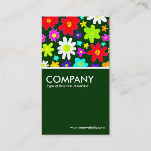 Carte De Visite Fleurs colorées - Vert foncé