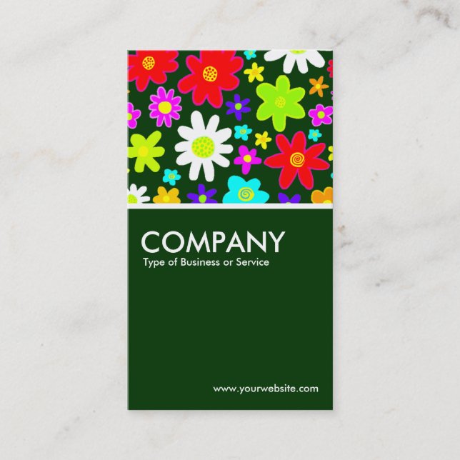 Carte De Visite Fleurs colorées - Vert foncé (Devant)