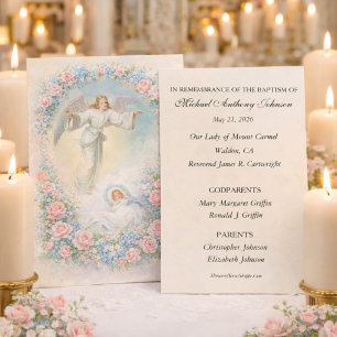Carte De Visite Fleurs d'Anges pour le Souvenir de Baptême de Bébé