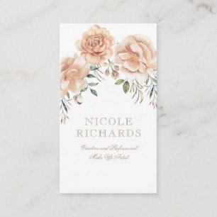 Carte De Visite Fleurs d'aquarelle crème Bouquet Beauté élégante