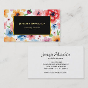Carte De Visite Fleurs d'aquarelle élégant boho professionnel