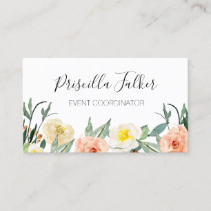 Carte De Visite Fleurs d'aquarelle feminine Peach