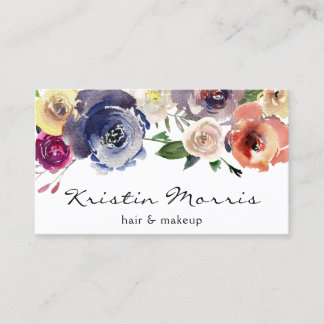 Carte De Visite Fleurs d'aquarelle Roses douce Feminine Floral
