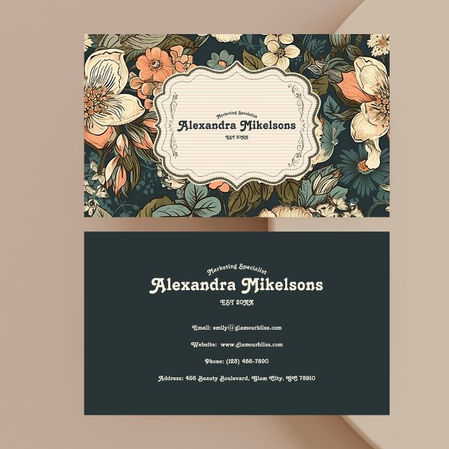 Carte De Visite Fleurs d'aquarelle vintage Professionnel (Créateur téléchargé)