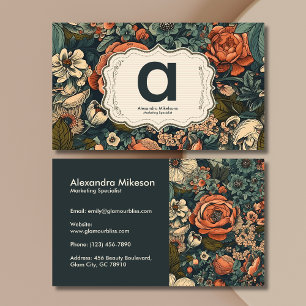 Carte De Visite Fleurs d'aquarelle vintage Professionnel