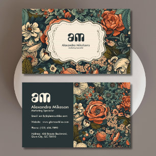 Carte De Visite Fleurs d'aquarelle vintage Professionnel