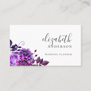 Carte De Visite Fleurs d'aquarelle violet. Professionnel floral