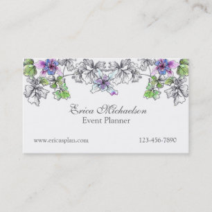 Carte De Visite Fleurs d'aquarelle violette Lilac Columbine Person