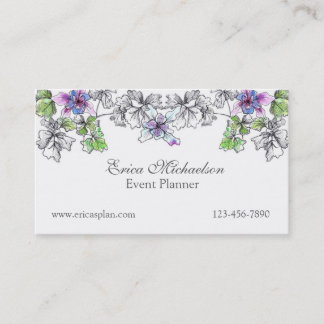 Carte De Visite Fleurs d'aquarelle violette Lilac Columbine Person
