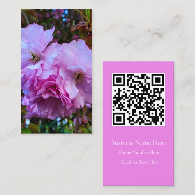 Carte De Visite Fleurs de cerisier rose (Devant / Derrière)