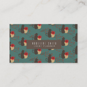 Carte De Visite Fleurs de cerisier rouge brun moderne singe