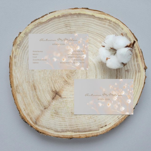 Carte De Visite Fleurs de champ élégantes Gris (Créateur téléchargé)