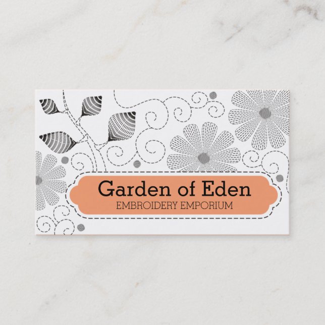 Carte De Visite Fleurs de couture de points de broderie faite sur (Devant)