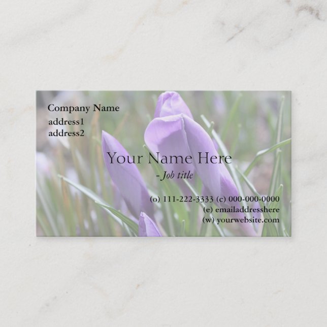 Carte De Visite fleurs de crocus violettes,番红花 (Devant)