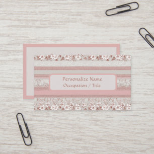 Carte De Visite Fleurs de dentelle rose vintage élégantes et intem