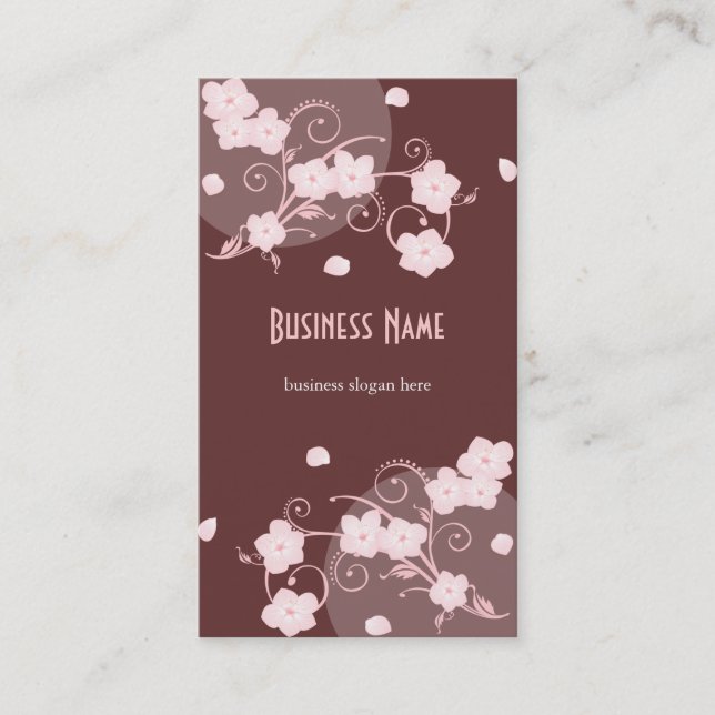 Carte De Visite Fleurs de fleurs roses Chocolat (Devant)