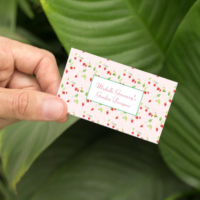 Carte De Visite Fleurs de fraisier à l'aquarelle Jardinier (Créateur téléchargé)