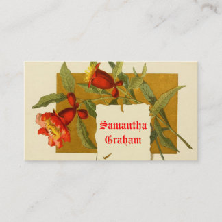 Carte De Visite Fleurs de grenade rouge vif vintage personnalisées